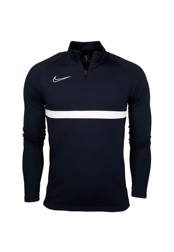 Bluza piłkarska męska Nike Academy Dri-Fit bez kaptura ze stójką na zamek. Typ kołnierza: bez kaptura, kołnierzyk stójkowy. Kolor: niebieski. Technologia: Dri-Fit (Nike). Sport: piłka nożna