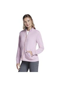 skechers - Bluza dresowa sportowa damska Go Walk Everywhere Full Zip Hoodless. Kolor: różowy. Materiał: poliester