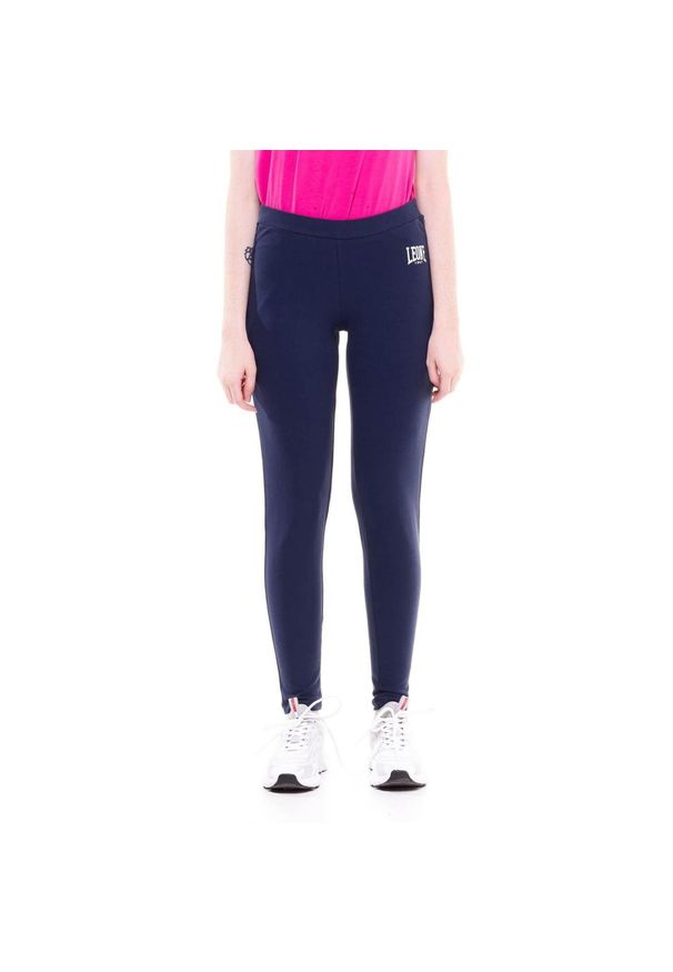 LEONE 1947 APPAREL - Legginsy damskie basic z małym logo. Kolor: niebieski. Materiał: tkanina. Sport: fitness