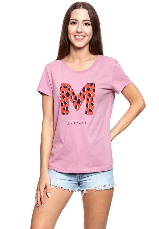 Mustang - MUSTANG T SHIRT DAMSKI Alina C Print Lilas 1009028 8148. Wzór: nadruk