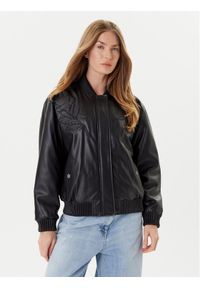 Guess Kurtka z imitacji skóry W5YL06 WE480 Czarny Regular Fit. Kolor: czarny. Materiał: skóra