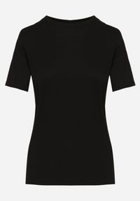 Born2be - Czarny Klasyczny T-shirt Bawełniany z Krótkim Rękawem Ismerina. Okazja: na co dzień, na spotkanie biznesowe. Kolor: czarny. Materiał: bawełna. Długość rękawa: krótki rękaw. Długość: krótkie. Styl: klasyczny #4