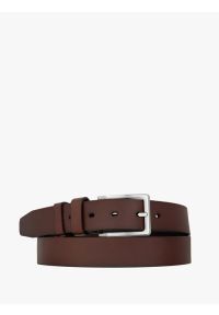 Ryłko - Ciemnobrązowy pasek ze skóry licowej. Kolor: brązowy. Materiał: skóra. Styl: klasyczny, street, elegancki #1