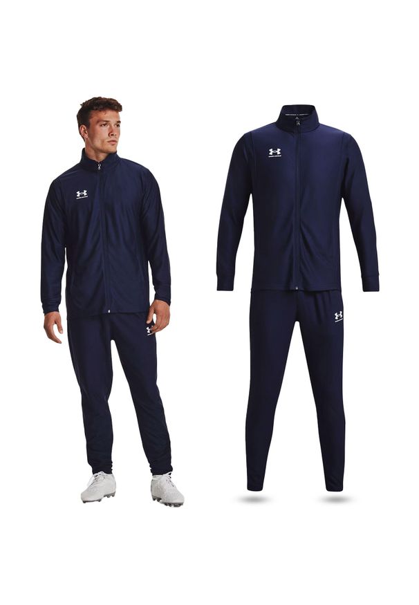 Under Armour - Dres sportowy męski UNDER ARMOUR Tracksuit bluza + spodnie. Kolor: niebieski. Materiał: dresówka