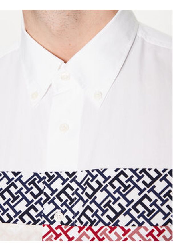 TOMMY HILFIGER - Tommy Hilfiger Koszula Monogram Blocking MW0MW30628 Biały Regular Fit. Kolor: biały. Materiał: bawełna