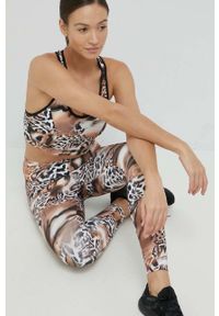 Guess legginsy damskie kolor brązowy wzorzyste. Stan: podwyższony. Kolor: brązowy. Materiał: włókno, materiał #3