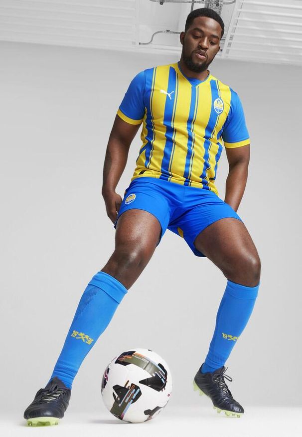 Puma - Męska koszulka FC Shakhtar Donetsk 24/25 PUMA Racing Blue Faster Yellow. Kolor: żółty, wielokolorowy, niebieski