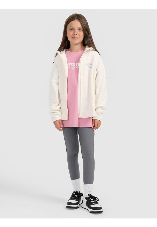 4f - 4F T-shirt regular z nadrukiem dziewczęcy - różowy 146/152 (10-12 lat). Okazja: na co dzień, na uczelnię. Kolor: różowy. Materiał: bawełna, materiał. Wzór: nadruk. Sezon: lato. Styl: casual