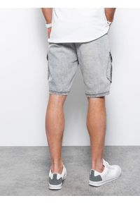 Ombre Clothing - Krótkie spodenki męskie jeansowe - szare V4 W362 - XXL. Kolor: szary. Materiał: jeans. Długość: krótkie #3