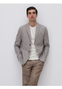 Reserved - Marynarka slim fit z lnem - beżowy. Kolor: beżowy. Materiał: len