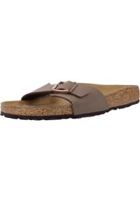 Klapki damskie Birkenstock 040093. Zapięcie: bez zapięcia. Kolor: brązowy. Materiał: guma, syntetyk, materiał. Sport: turystyka piesza