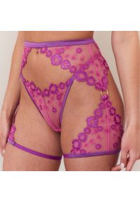 Intica - Zestaw bielizny trzyczęściowy z eleganckim wykończeniem Agnella. Kolor: fioletowy. Materiał: materiał #2