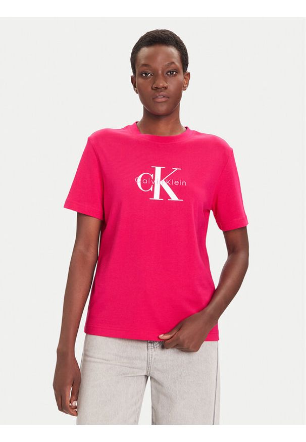 Calvin Klein Jeans T-Shirt Hero Classic LV047B865G Różowy Regular Fit. Kolor: różowy. Materiał: bawełna