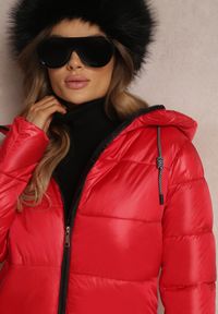 Renee - Czerwona Kurtka Cilitheme. Okazja: na co dzień. Kolor: czerwony. Materiał: tkanina. Długość: długie. Styl: casual