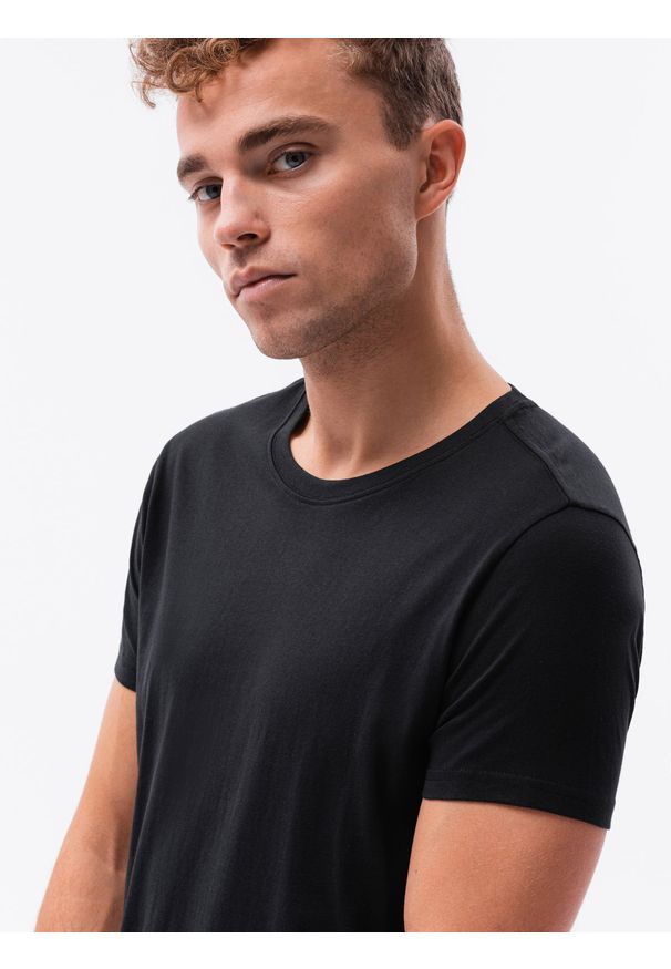 Ombre Clothing - T-shirt męski bawełniany BASIC S1370 - czarny - XXL. Kolor: czarny. Materiał: bawełna. Styl: klasyczny
