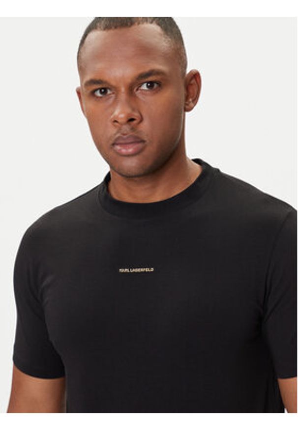 Karl Lagerfeld - KARL LAGERFELD T-Shirt 755051 554235 Czarny Regular Fit. Typ kołnierza: dekolt w karo. Kolor: czarny. Materiał: bawełna