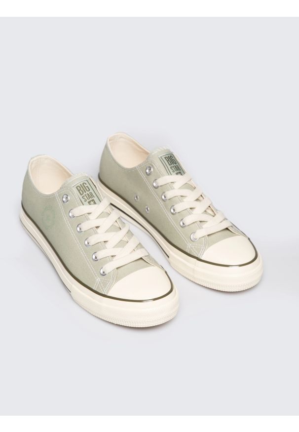 Big-Star - Trampki damskie niskie pistacjowe RR274641 300. Wysokość cholewki: przed kostkę. Kolor: zielony. Materiał: materiał. Szerokość cholewki: normalna. Sezon: wiosna, lato