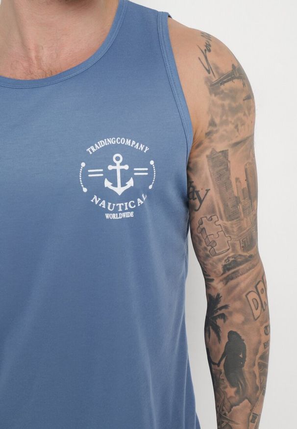 Born2be - Niebieska 2-Częściowa Piżama Bawełniana Koszulka bez Rękawów i Luźne Szorty Zazzna. Kolor: niebieski. Materiał: bawełna