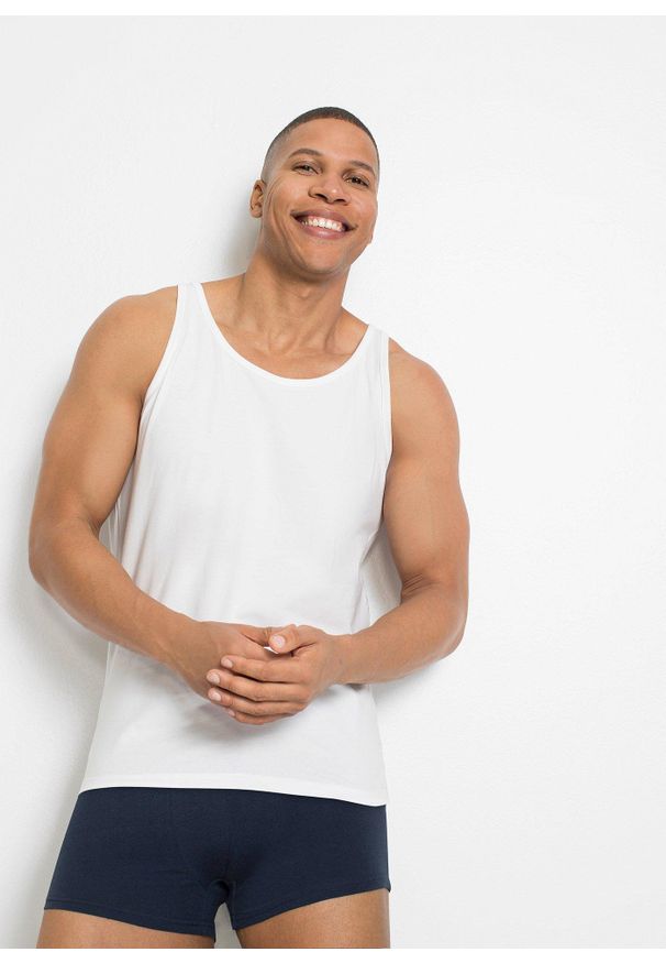 bonprix - Podkoszulki z bawełny organicznej (2 szt.). Kolor: biały. Materiał: bawełna. Wzór: gładki