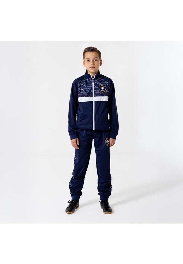 Dres treningowy FFF Frankrijk dla dzieci. Kolor: niebieski. Materiał: dresówka. Styl: sportowy