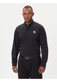 Karl Lagerfeld - KARL LAGERFELD Koszula 605911 554671 Czarny Slim Fit. Typ kołnierza: dekolt w karo. Kolor: czarny. Materiał: bawełna #1
