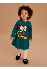 Sinsay - Sukienka z baskinką Mickey Mouse - zielony. Kolor: zielony. Wzór: motyw z bajki