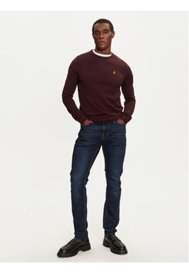 Brave Soul Sweter MK-230EINSTEIN4 Bordowy Regular Fit. Kolor: czerwony. Materiał: syntetyk