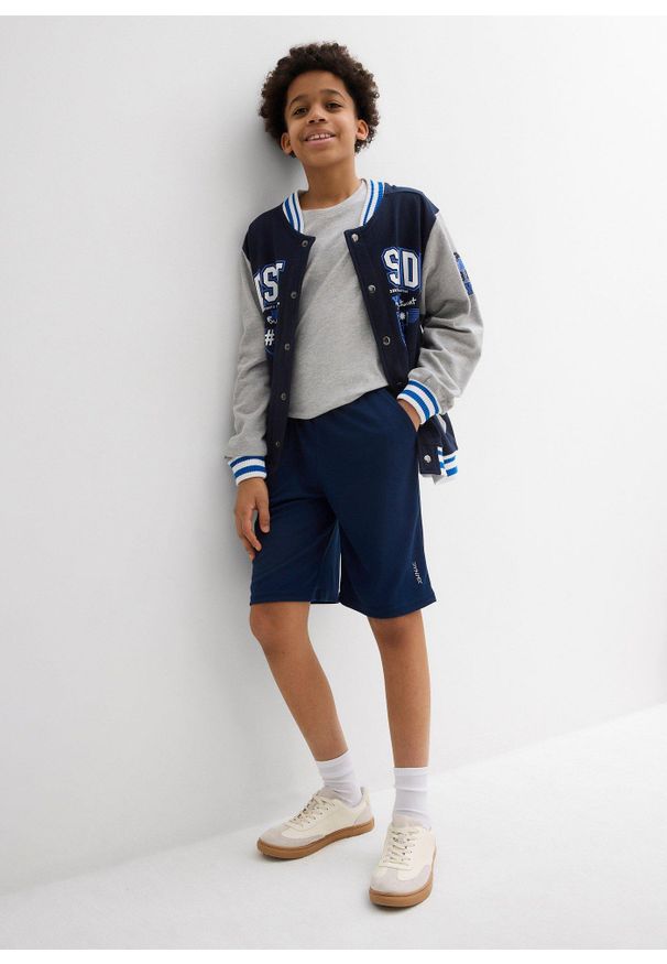 bonprix - Szorty sportowe Regular Fit. Kolor: niebieski. Wzór: nadruk. Styl: sportowy