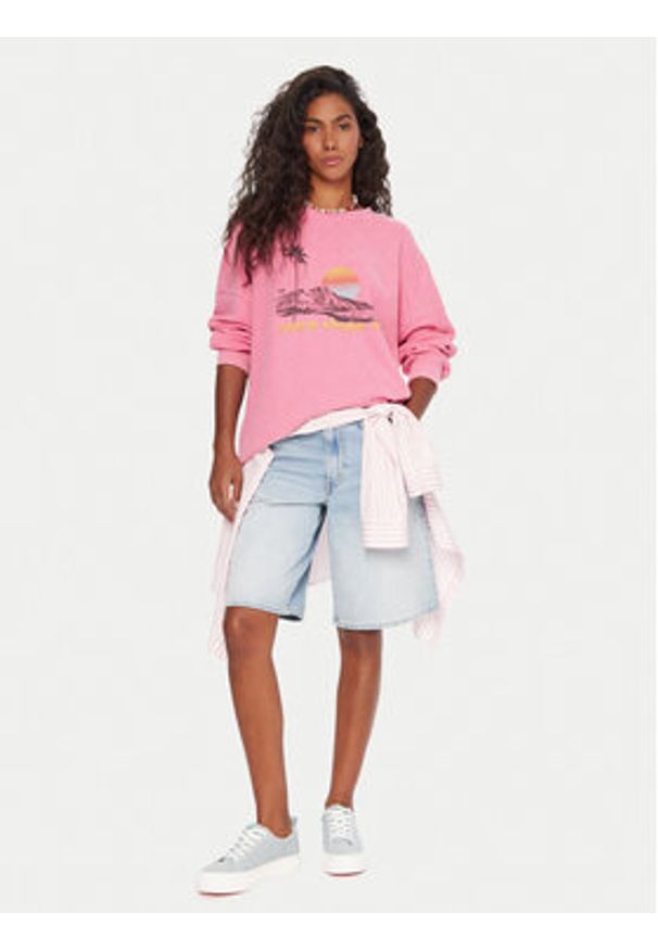Roxy Bluza Eastside ERJKT04322 Różowy Boxy Fit. Kolor: różowy. Materiał: syntetyk, bawełna