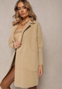 Renee - Beżowy Płaszcz z Bawełną Oversize Brumisia. Kolor: beżowy. Materiał: bawełna. Długość rękawa: długi rękaw. Długość: długie. Sezon: jesień, zima