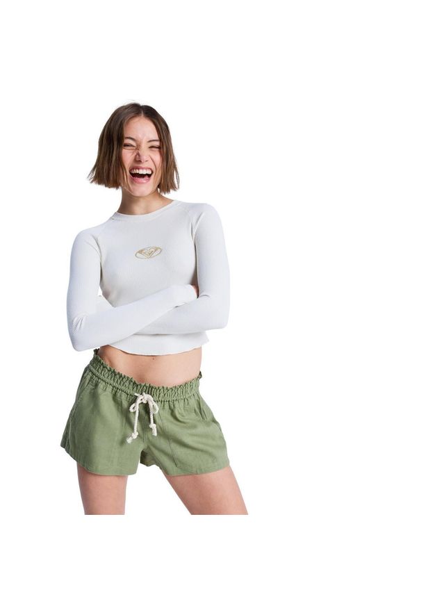 Roxy - dla Kobiety OCEANSIDE Zielony. Stan: obniżony. Kolor: zielony. Materiał: len, wiskoza, tkanina. Długość: krótkie