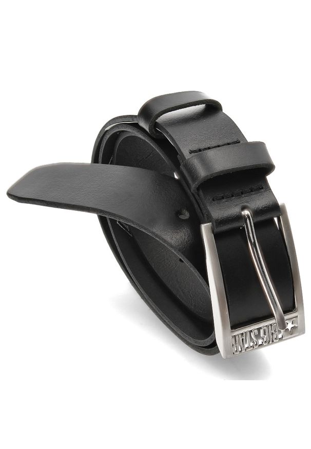 Big-Star - Czarny Elegancki Męski Pasek Big Star 95. Kolor: czarny. Materiał: materiał. Styl: elegancki