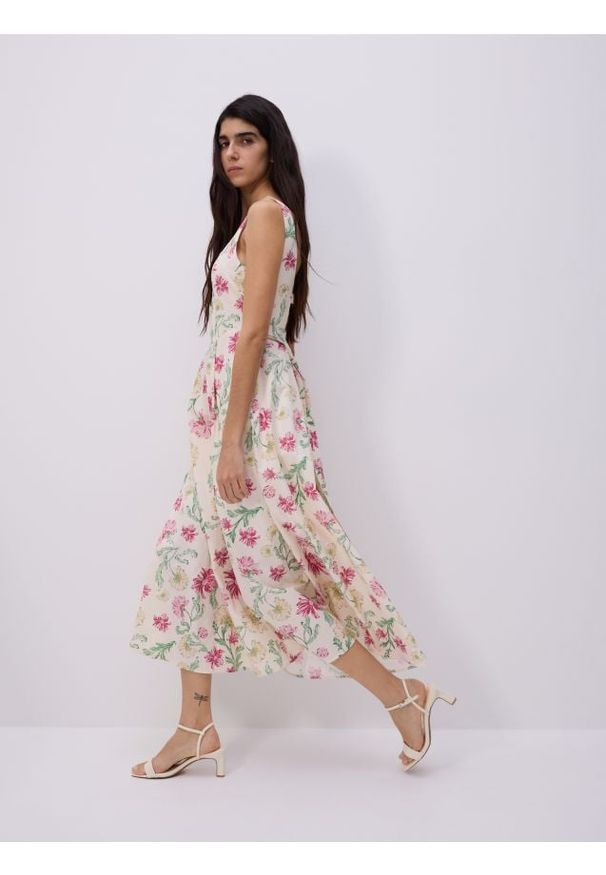 Reserved - Sukienka z autorskim wzorem - wielobarwny. Materiał: bawełna