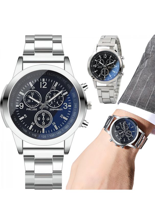 Zegarek sportowy Retoo ZEGAREK MĘSKI KWARCOWY KLASYCZNY SPORTOWY SREBRNY. Kolor: srebrny. Styl: klasyczny, sportowy