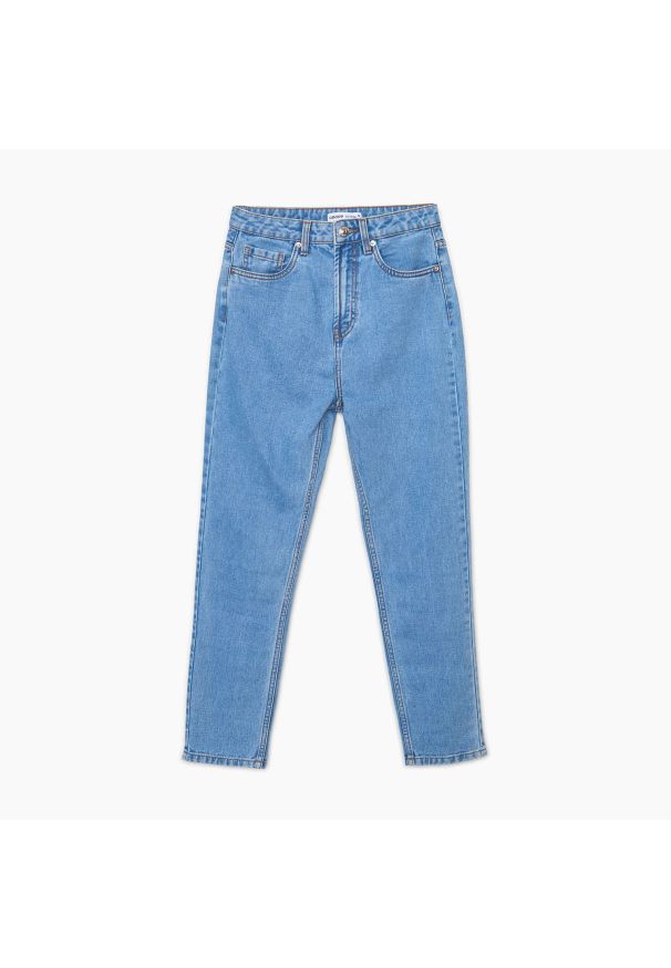 Cropp - Niebieskie jeansy mom - Niebieski. Kolor: niebieski