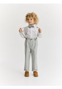 Reserved - Spodnie z szelkami - kremowy. Kolor: kremowy. Materiał: tkanina, bawełna #1