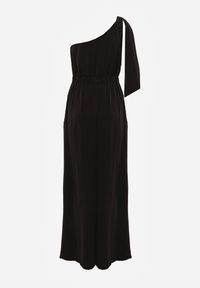 Renee - Czarny Koktajlowy Kombinezon Asymetryczny o Kroju na Jedno Ramię z Klamrą Hurinex. Kolor: czarny. Styl: wizytowy #4