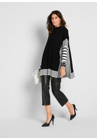 bonprix - Sweter ze zrównoważonej wiskozy. Typ kołnierza: kołnierzyk stójkowy. Kolor: czarny. Materiał: wiskoza