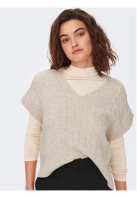 only - ONLY Sweter 15249328 Beżowy Regular Fit. Kolor: beżowy. Materiał: syntetyk