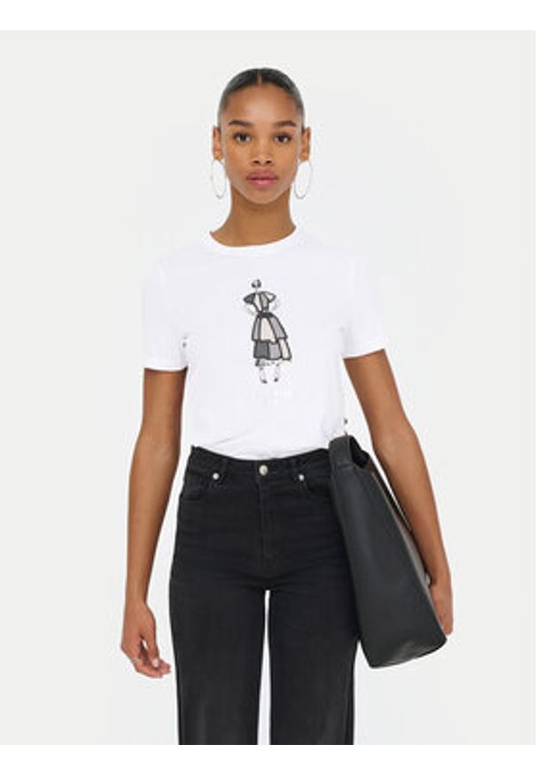 only - ONLY T-Shirt Emma 15329752 Biały Regular Fit. Kolor: biały. Materiał: bawełna