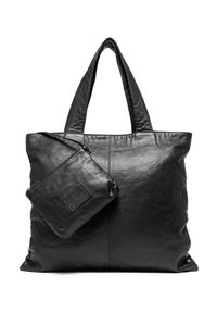 DEPECHE. Skórzana torebka z saszetką Czarny female czarny. Kolor: czarny. Materiał: skórzane. Styl: elegancki, vintage #1