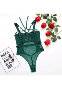 Intica - Body z paseczkami na wieczór regulowane wycięcia Ticuta. Kolor: zielony. Materiał: materiał. Wzór: paski #1