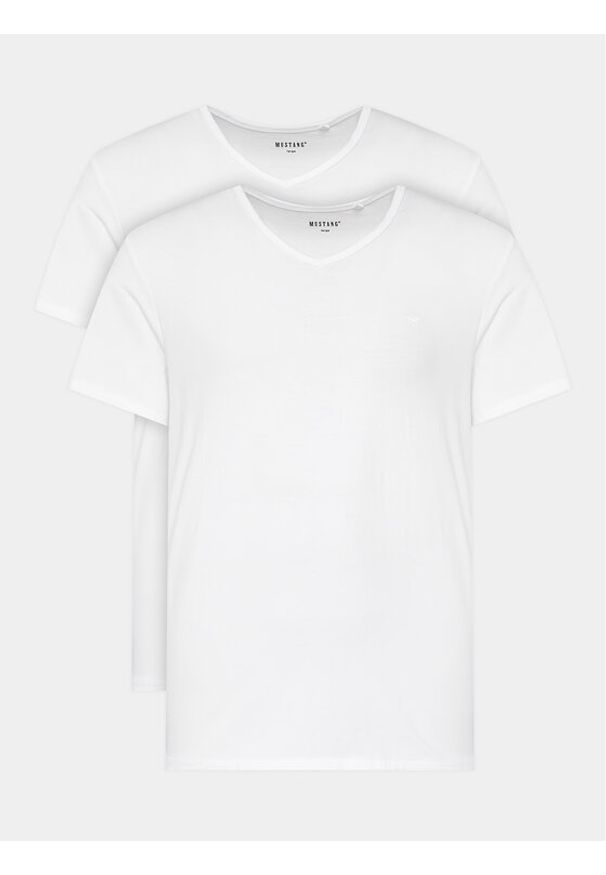 Mustang Komplet 2 t-shirtów 1014664 Biały Regular Fit. Kolor: biały. Materiał: bawełna