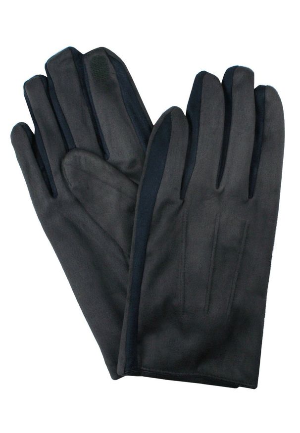 EM Men's Accessories - Miękkie i Delikatne Rękawiczki Męskie - Bawełniane - Granat z Grafitem. Materiał: poliester, bawełna. Wzór: aplikacja. Sezon: zima, jesień