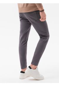 Ombre Clothing - Jeansowe spodnie męskie bez przetarć SLIM FIT - grafitowe V5 OM-PADP-0148 - XXL. Okazja: na co dzień. Kolor: szary. Materiał: jeans. Wzór: gładki. Styl: casual, sportowy, elegancki #7