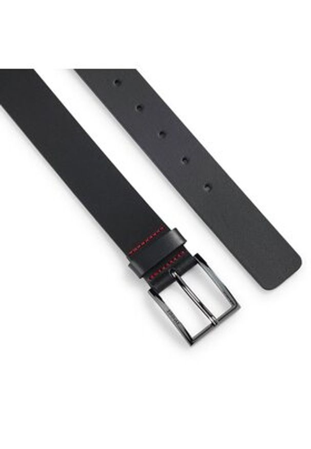 Hugo Pasek Męski 50496596 Czarny. Kolor: czarny. Materiał: skóra