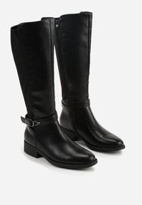 Born2be - Czarne Kozaki Oficerki z Klamrami Tiovelda. Okazja: na co dzień. Zapięcie: klamry. Kolor: czarny. Materiał: skóra. Styl: casual, elegancki #5