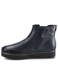 Granatowe Botki Tamaris Damskie Buty Na Platformie. Kolor: niebieski. Materiał: futro, materiał, skóra, syntetyk. Szerokość cholewki: normalna. Obcas: na platformie. Styl: klasyczny. Wysokość obcasa: średni #3