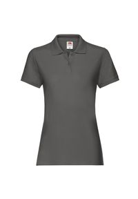 FRUIT OF THE LOOM - Damska Koszulka Polo Premium Plain. Typ kołnierza: polo. Kolor: szary