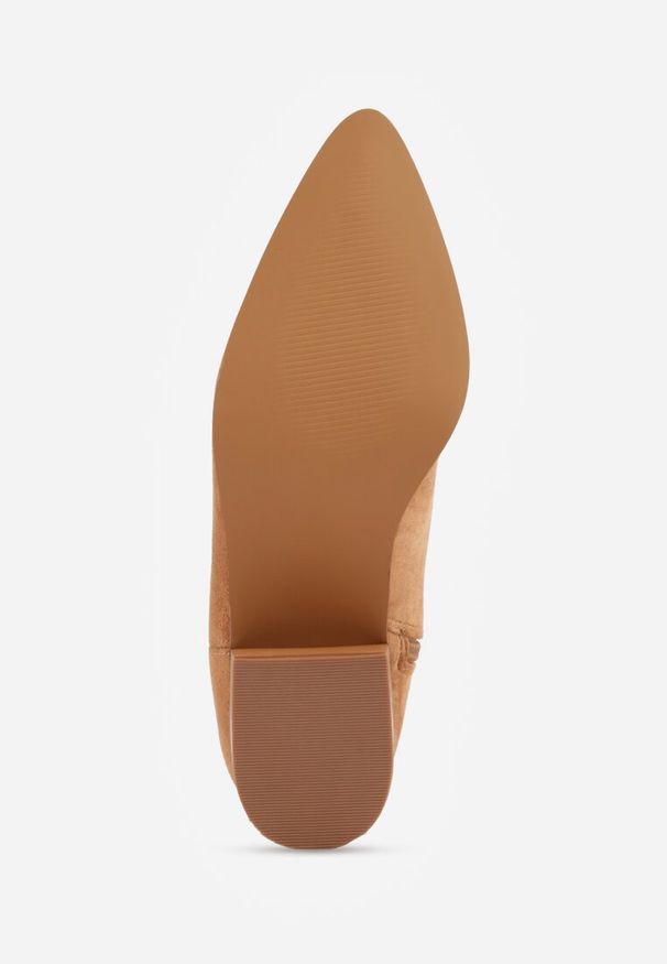 Renee - Brązowe Botki Vices w Stylu Kowbojek na Obcasie Vertige. Zapięcie: zamek. Kolor: brązowy. Materiał: jeans. Sezon: jesień. Obcas: na obcasie. Styl: boho, rockowy, elegancki. Wysokość obcasa: średni